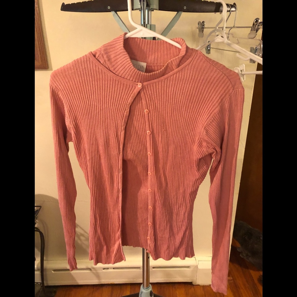 Moda Int’l mock turtleneck double sweater set.